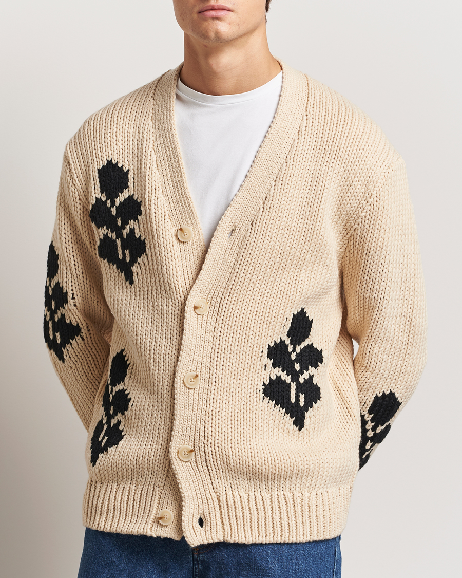 Herre | Gensere | NN07 | Mika Knitted Leaf Cardigan Ecru