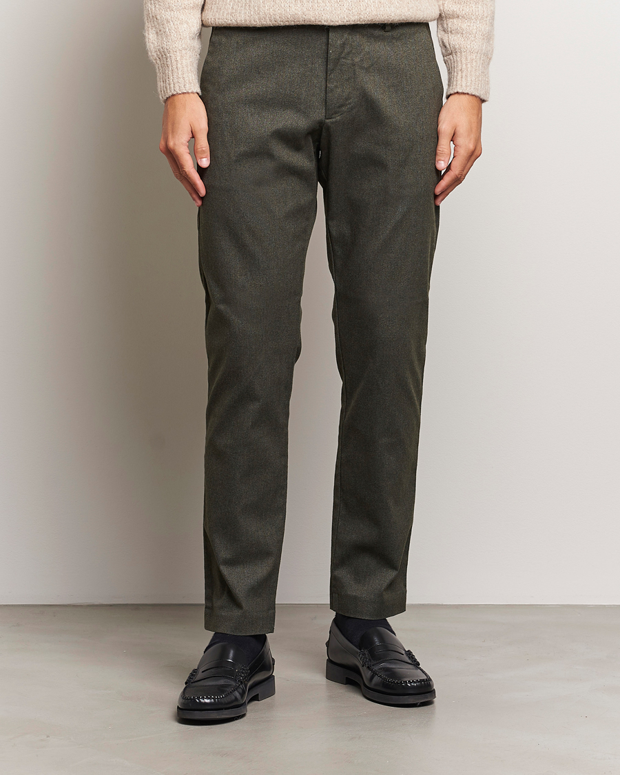 Herre | Bukser | NN07 | Theo Brushed Cotton Trousers Dark Army