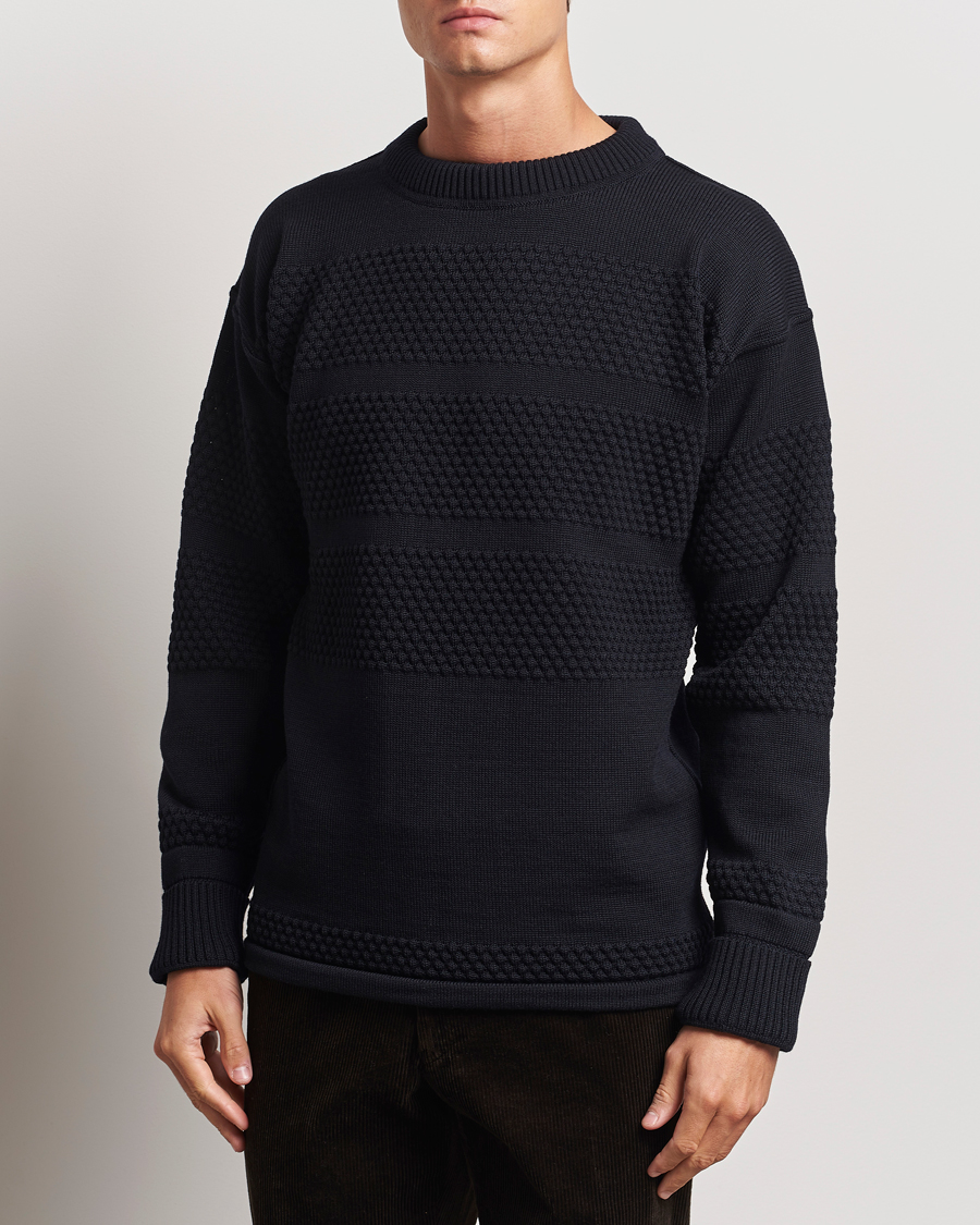 Herre | Gensere | S.N.S. Herning | Fisherman Wool Crew Neck Sweater Navy Blue