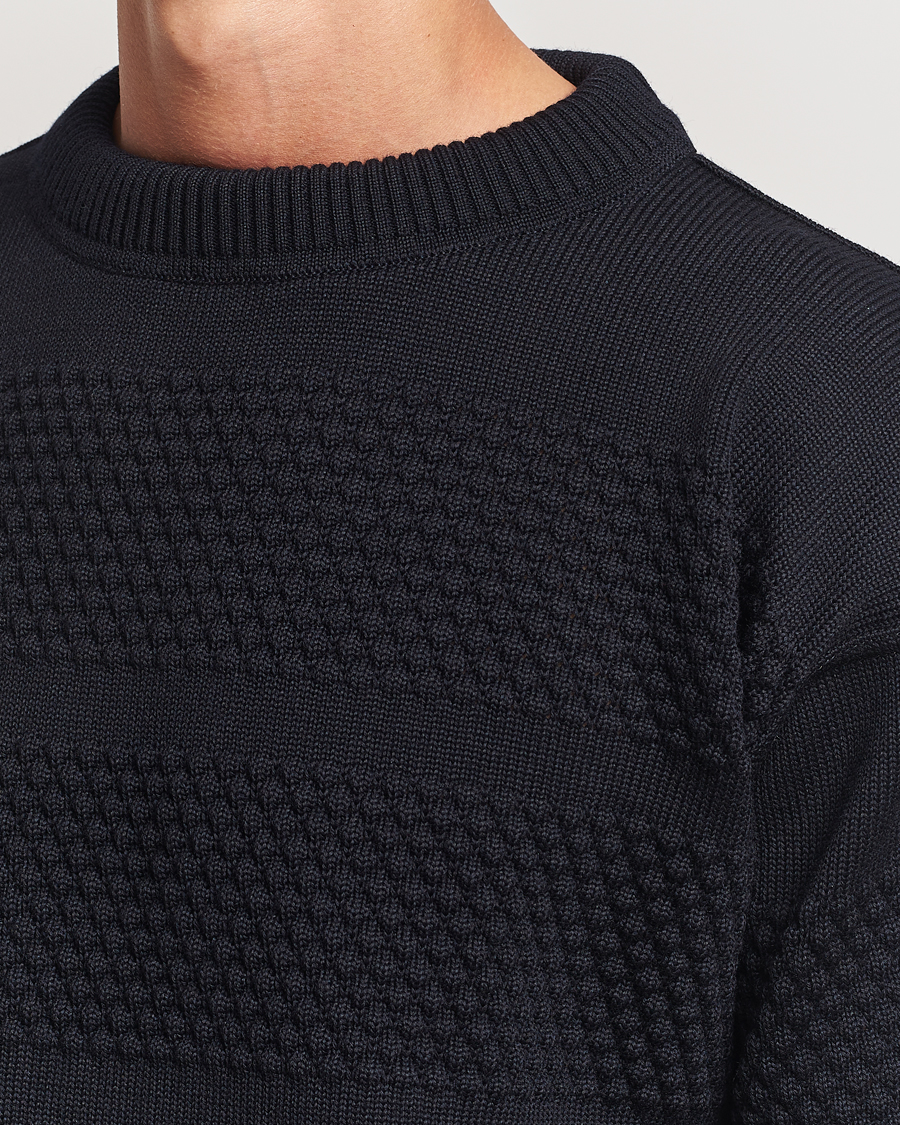 Herre | Gensere | S.N.S. Herning | Fisherman Wool Crew Neck Sweater Navy Blue