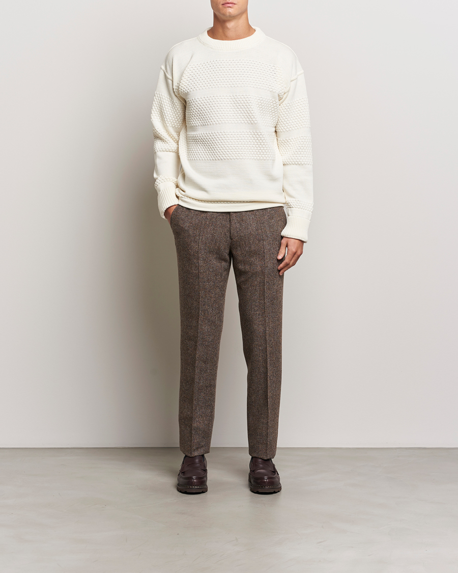 Herre | Gensere | S.N.S. Herning | Fisherman Wool Crew Neck Sweater Natural White