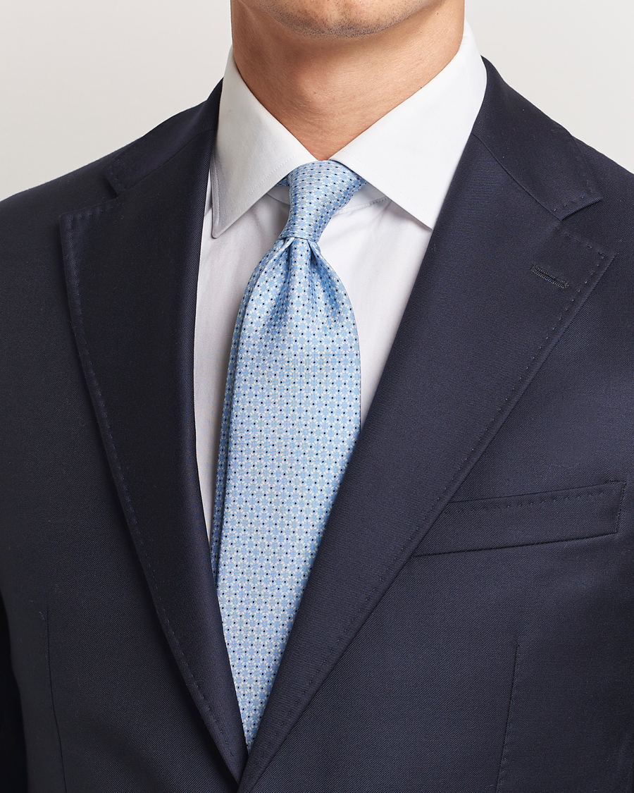 Herre | E. Marinella 3-Fold Printed Silk Tie Light Blue | E. Marinella | 3-Fold Printed Silk Tie Light Blue