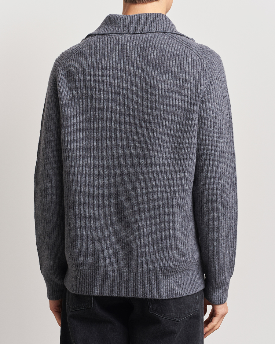 Herre | Gensere | Samsøe Samsøe | Jacks Merino Rib Knitted Half Zip Charcoal
