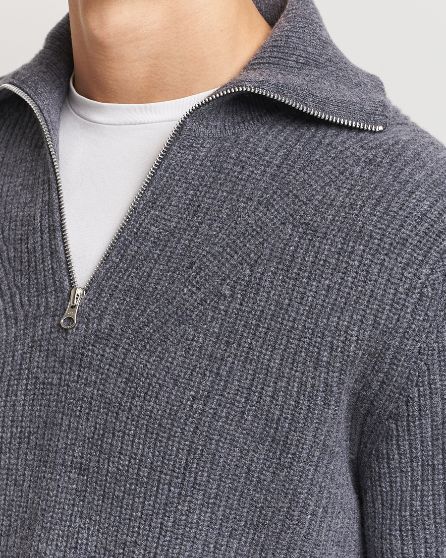 Herre | Gensere | Samsøe Samsøe | Jacks Merino Rib Knitted Half Zip Charcoal