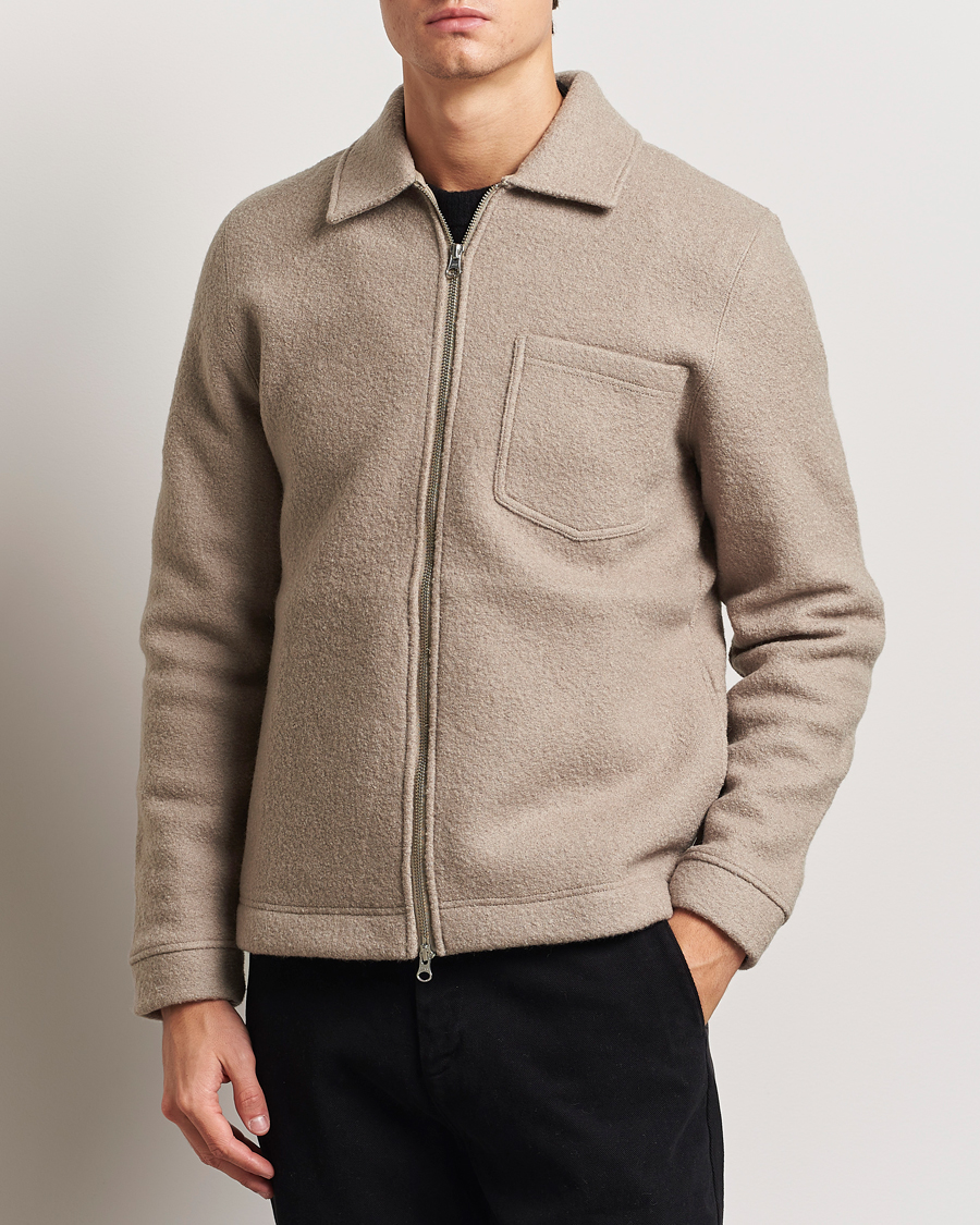 Herre | Gensere | Samsøe Samsøe | Hannes Boiled Wool Full Zip Seneca Rock