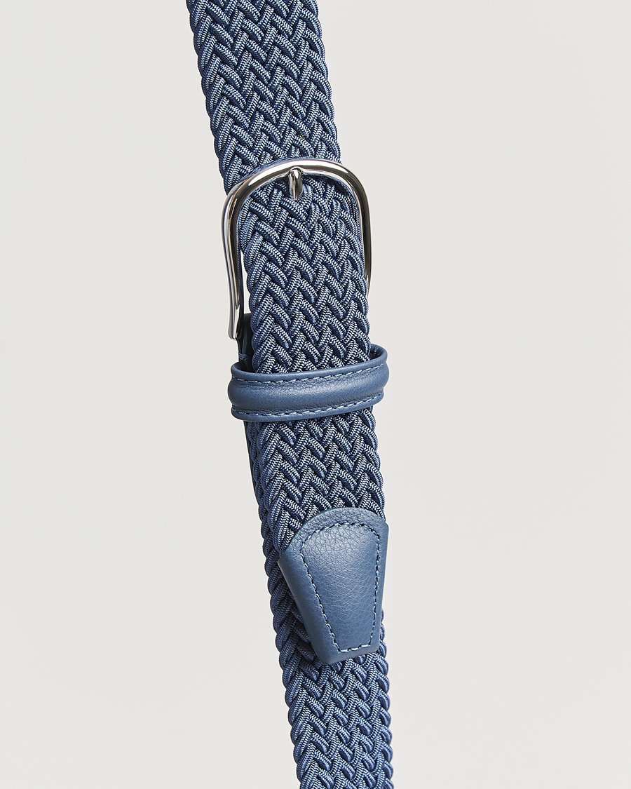 Herre | Belter | Anderson's | Stretch Woven 3,5 cm Belt Air Force Blue
