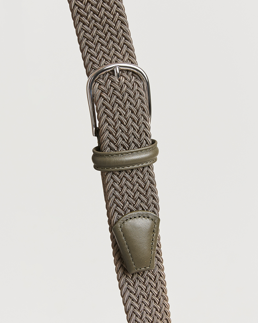 Herre | Belter | Anderson's | Stretch Woven 3,5 cm Belt Khaki