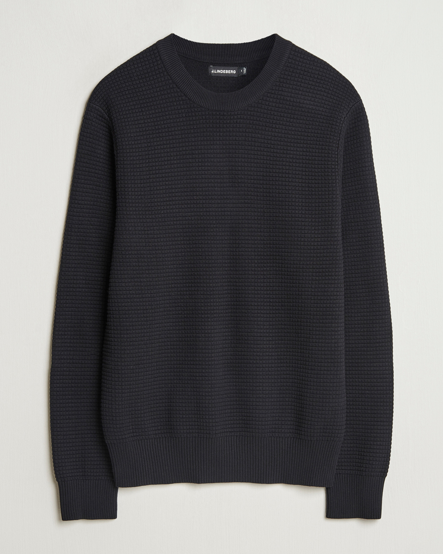 Herre | Gensere | J.Lindeberg | Oliver Structure Cotton Sweater Black