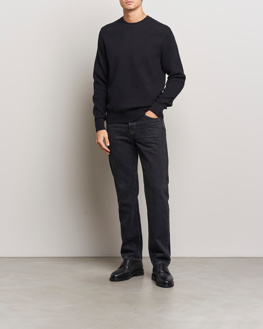 Herre | Gensere | J.Lindeberg | Oliver Structure Cotton Sweater Black