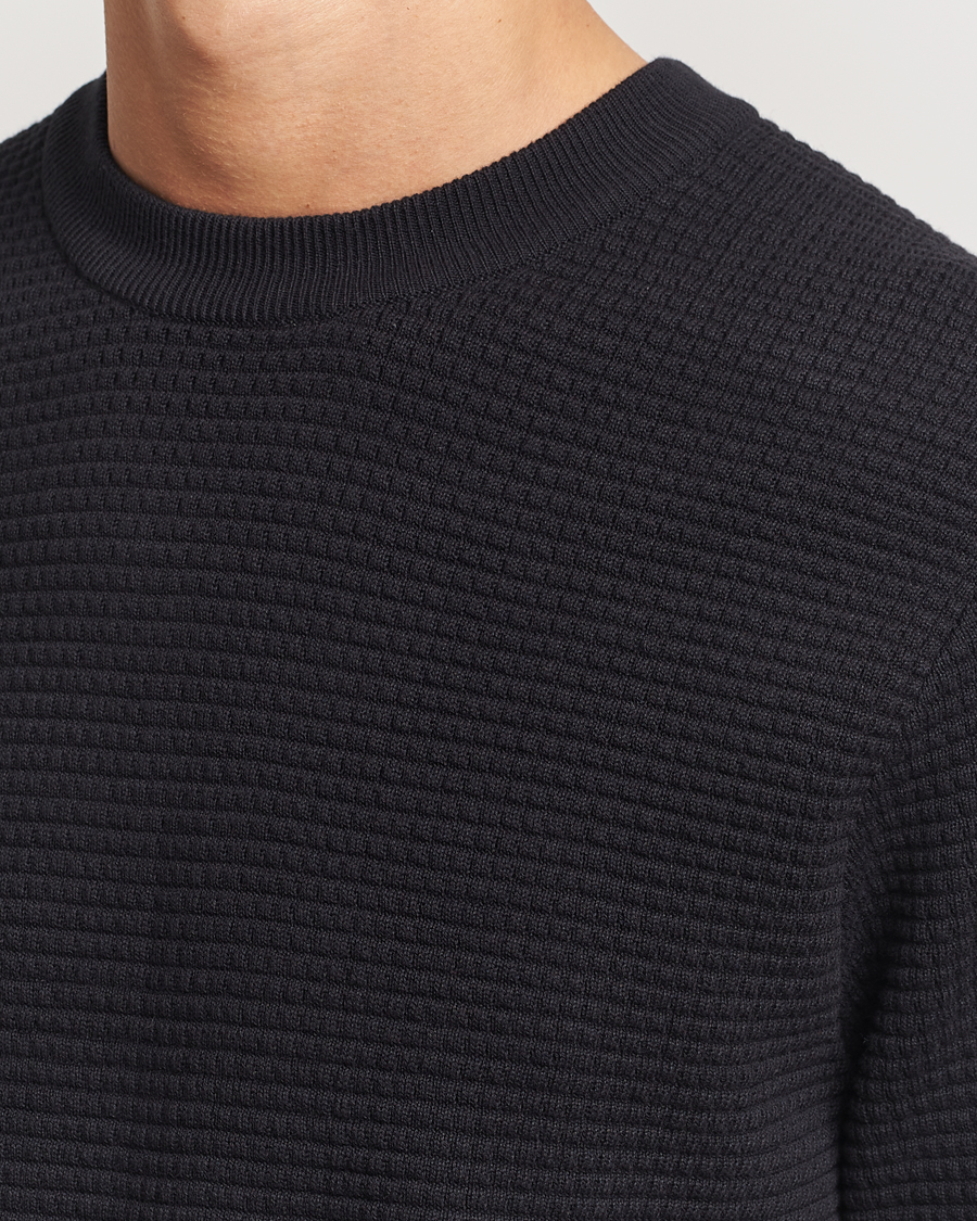 Herre | Gensere | J.Lindeberg | Oliver Structure Cotton Sweater Black
