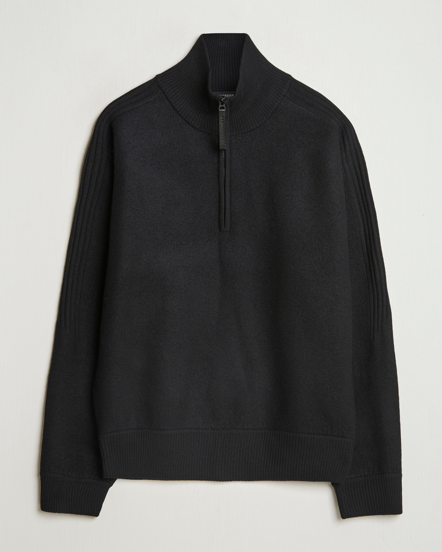 Herre | Gensere | J.Lindeberg | Bon Boiled Wool Quarter Zip Black
