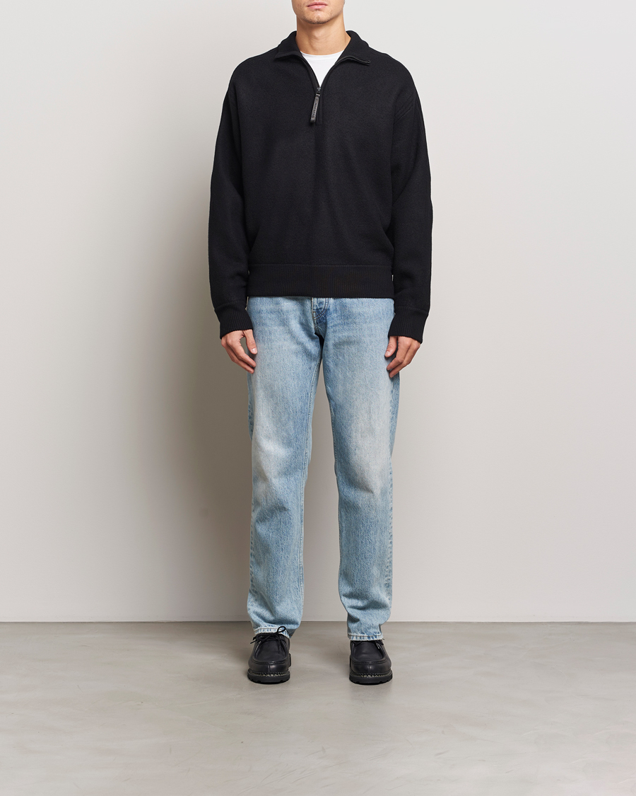 Herre | Gensere | J.Lindeberg | Bon Boiled Wool Quarter Zip Black
