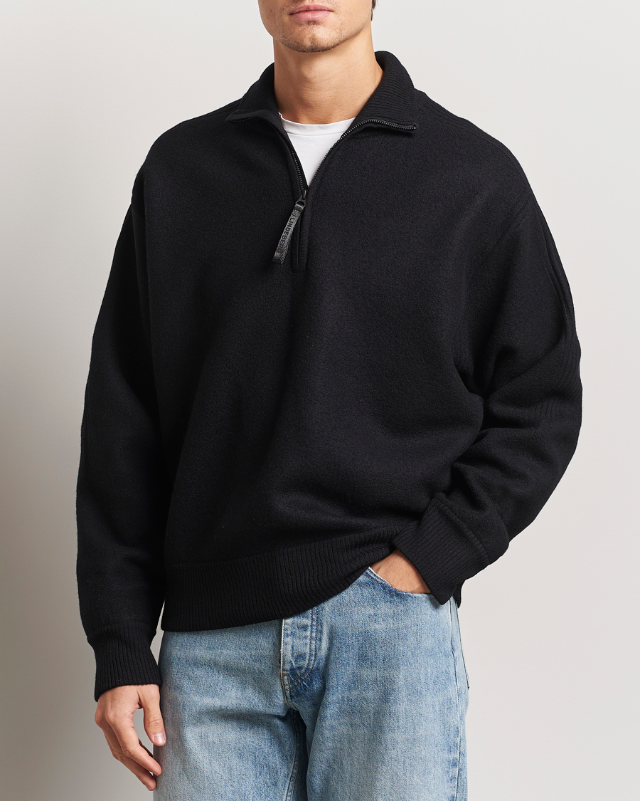 Herre | Gensere | J.Lindeberg | Bon Boiled Wool Quarter Zip Black