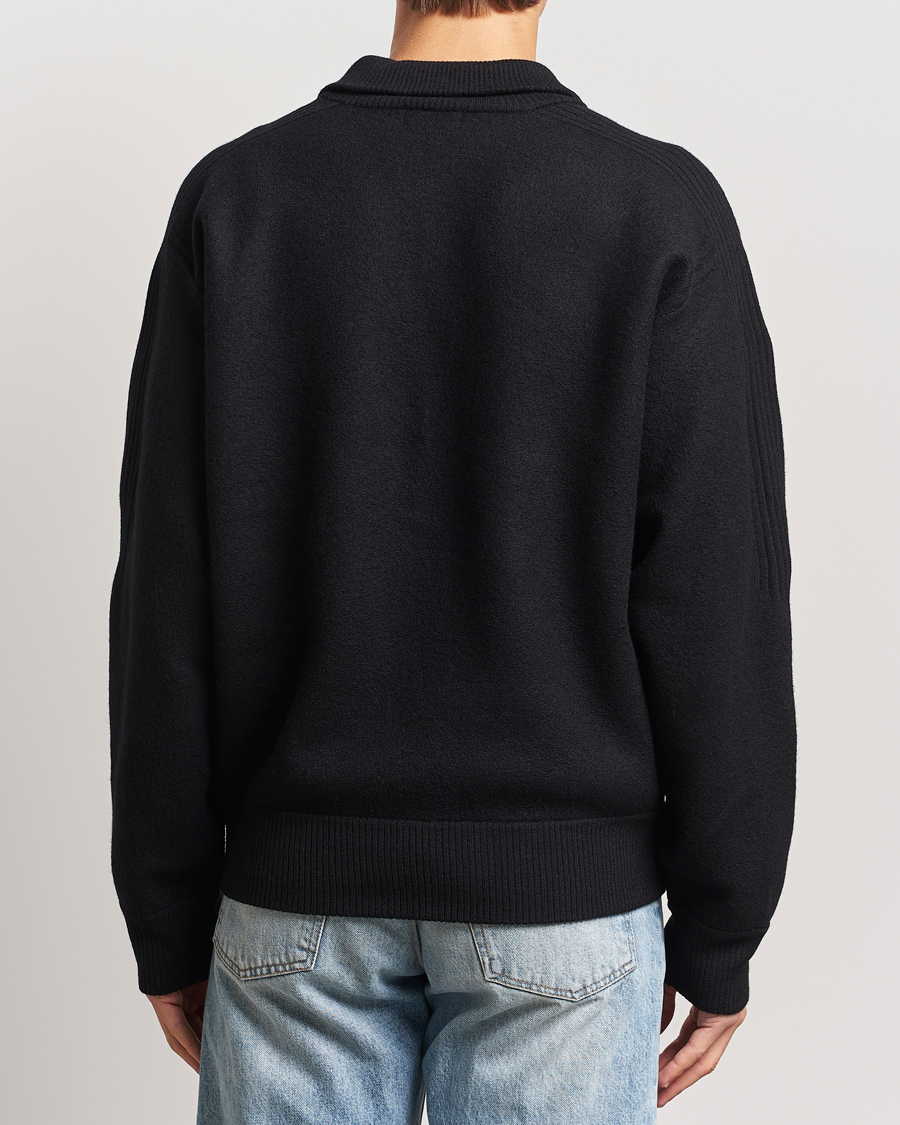Herre | Gensere | J.Lindeberg | Bon Boiled Wool Quarter Zip Black