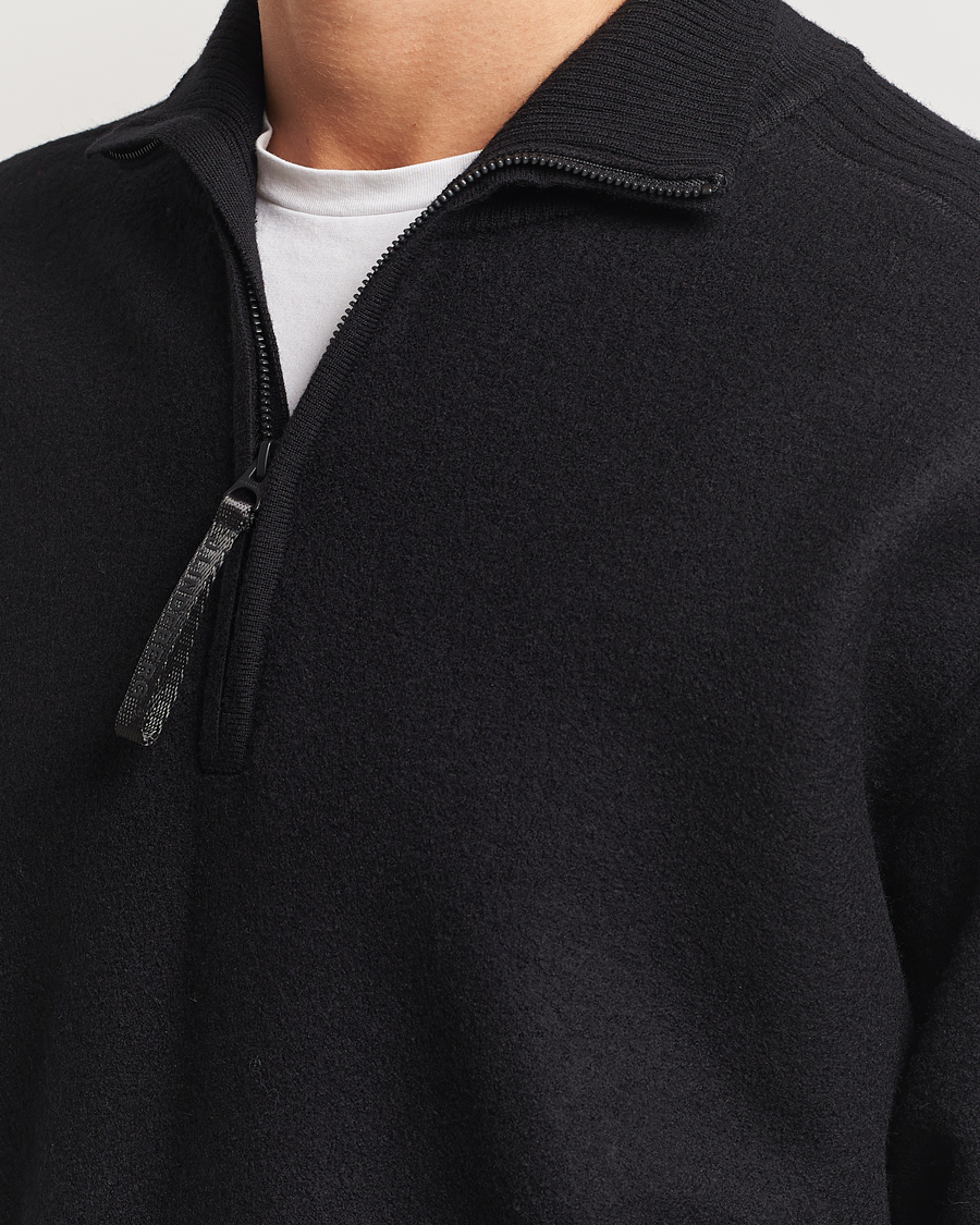 Herre | Gensere | J.Lindeberg | Bon Boiled Wool Quarter Zip Black