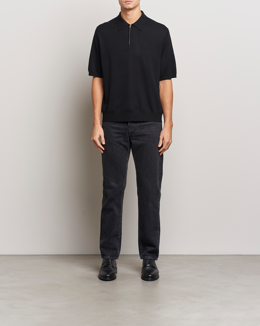 Herre | Gensere | J.Lindeberg | Tyler Quarter Zip Knit Polo Black