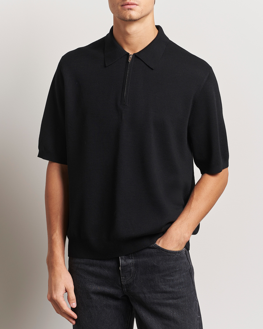 Herre | Gensere | J.Lindeberg | Tyler Quarter Zip Knit Polo Black