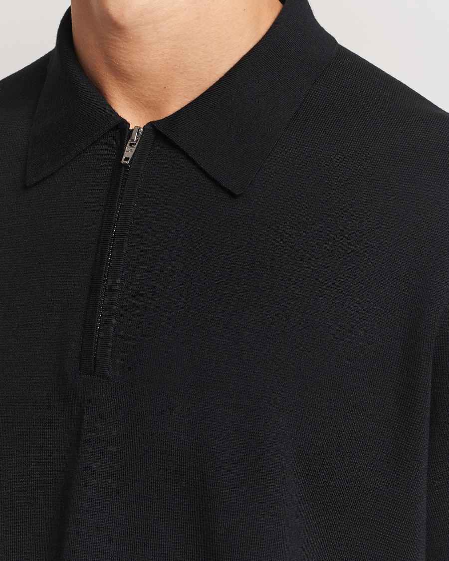 Herre | Gensere | J.Lindeberg | Tyler Quarter Zip Knit Polo Black