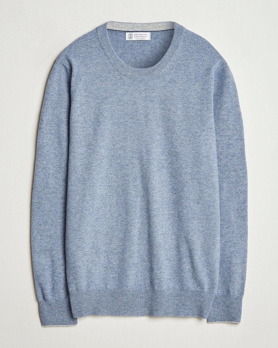 Herre | Gensere | Brunello Cucinelli | 2 Ply Cashmere Pullover Light Blue Denim