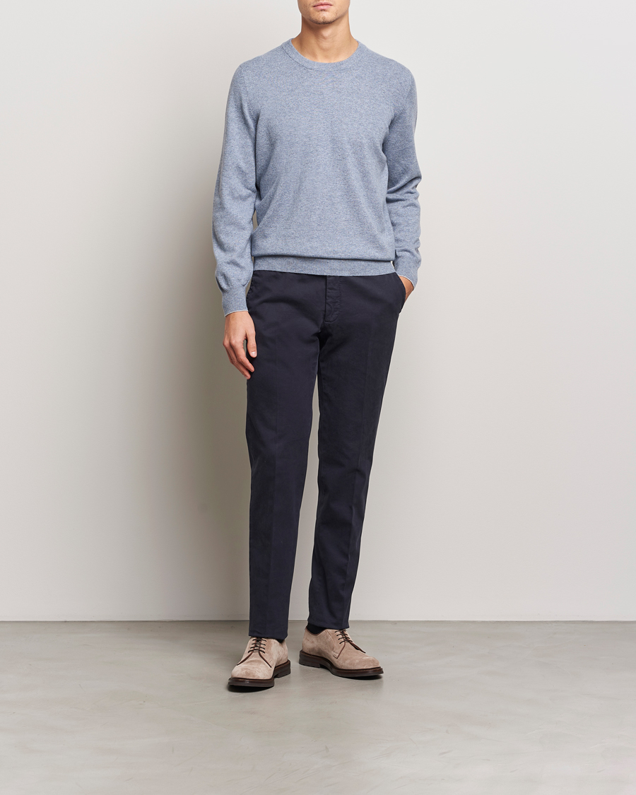 Herre | Gensere | Brunello Cucinelli | 2 Ply Cashmere Pullover Light Blue Denim