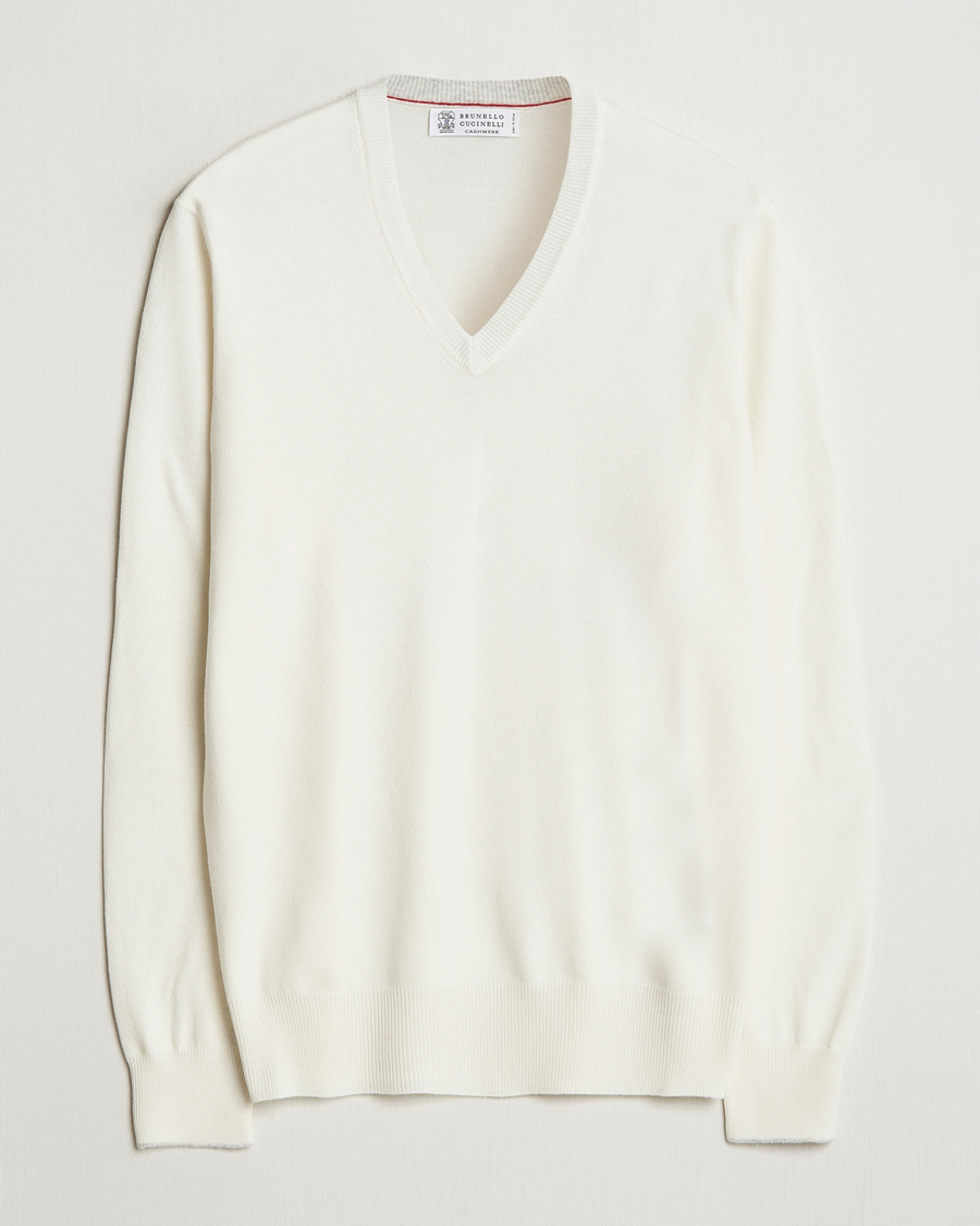 Herre | Gensere | Brunello Cucinelli | 2 Ply Cashmere V-Neck Panama