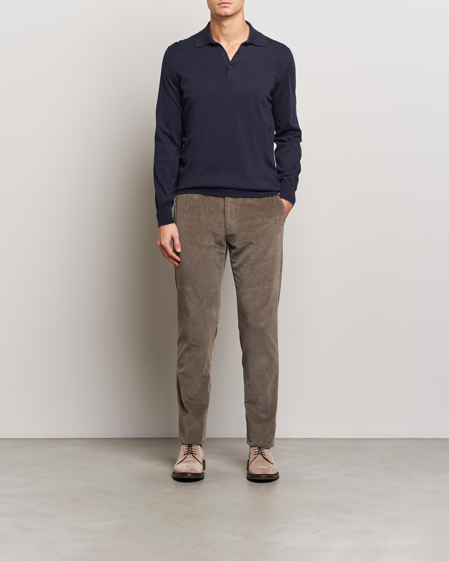 Herre | Gensere | Brunello Cucinelli | Long Sleeve Polo Navy