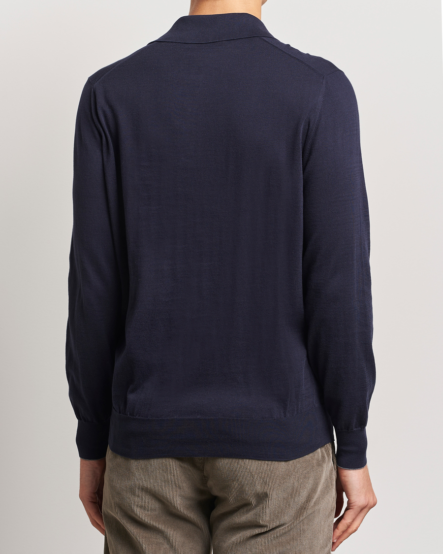 Herre | Gensere | Brunello Cucinelli | Long Sleeve Polo Navy