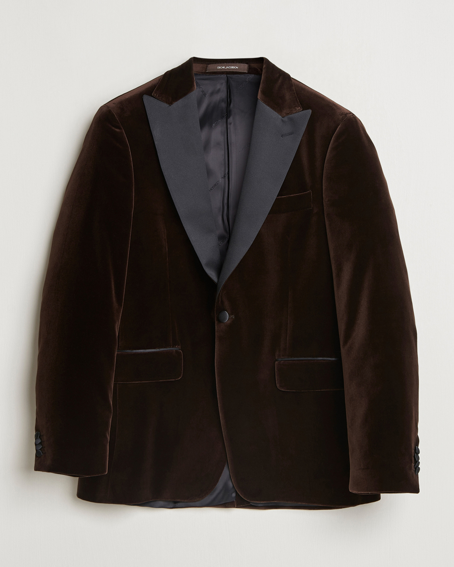Herre | Dressjakker | Oscar Jacobson | Frampton Velvet Tuxedo Blazer Brown