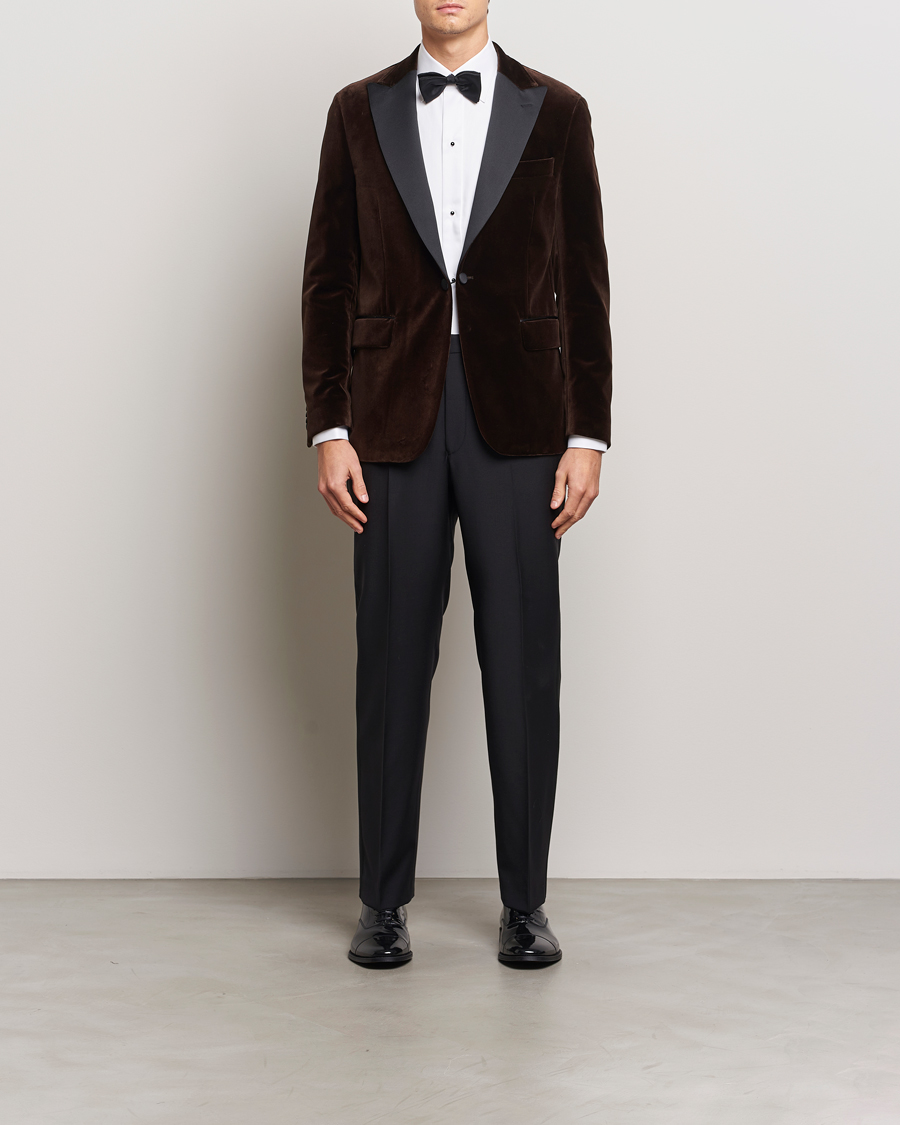 Herre | Dressjakker | Oscar Jacobson | Frampton Velvet Tuxedo Blazer Brown