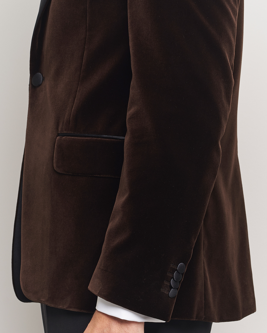 Herre | Dressjakker | Oscar Jacobson | Frampton Velvet Tuxedo Blazer Brown