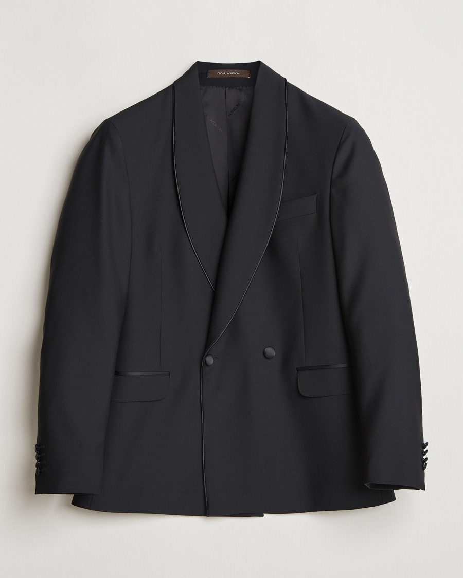 Herre | Dressjakker | Oscar Jacobson | Fattore Double Breasted Tuxedo Blazer Black
