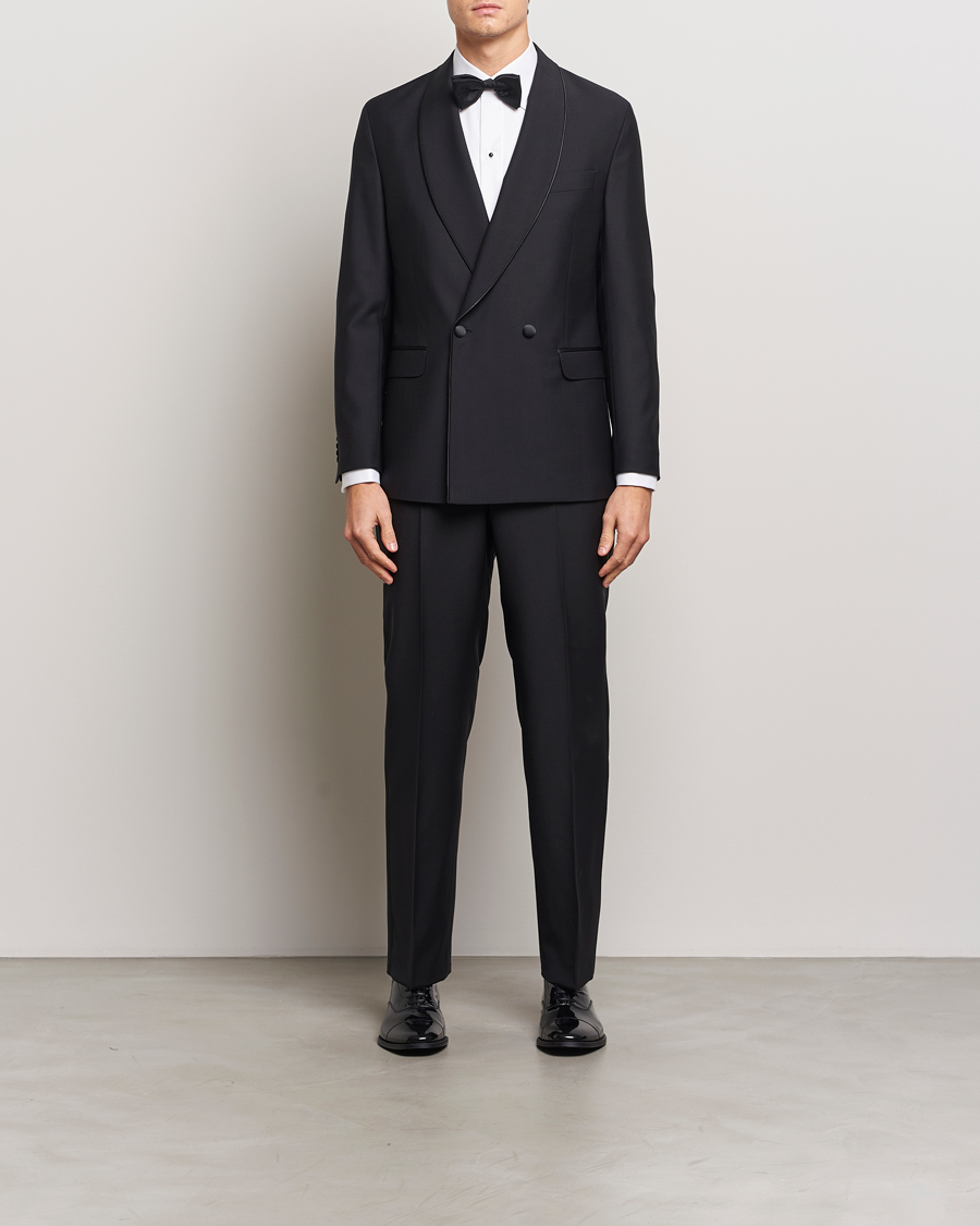 Herre | Dressjakker | Oscar Jacobson | Fattore Double Breasted Tuxedo Blazer Black