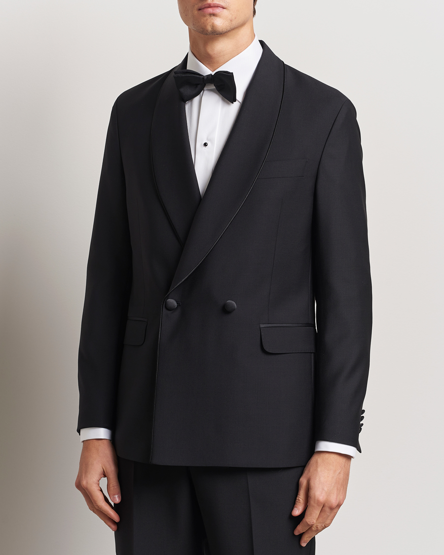 Herre | Dressjakker | Oscar Jacobson | Fattore Double Breasted Tuxedo Blazer Black