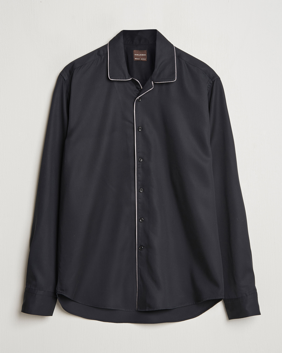 Herre | Skjorter | Oscar Jacobson | Reg Fit Camp Collar Shirt Black