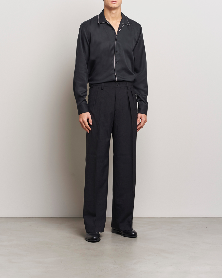 Herre | Skjorter | Oscar Jacobson | Reg Fit Camp Collar Shirt Black