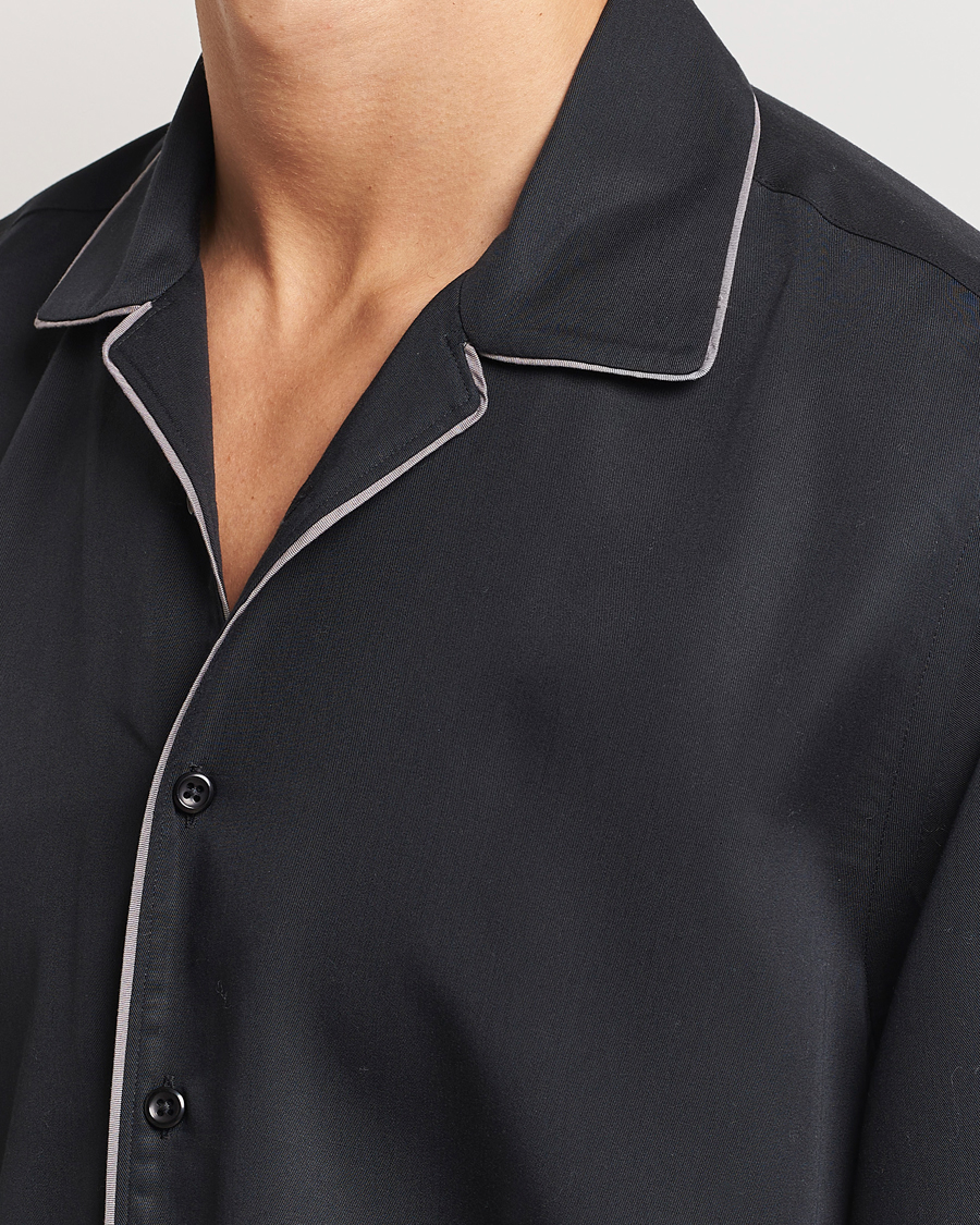 Herre | Skjorter | Oscar Jacobson | Reg Fit Camp Collar Shirt Black