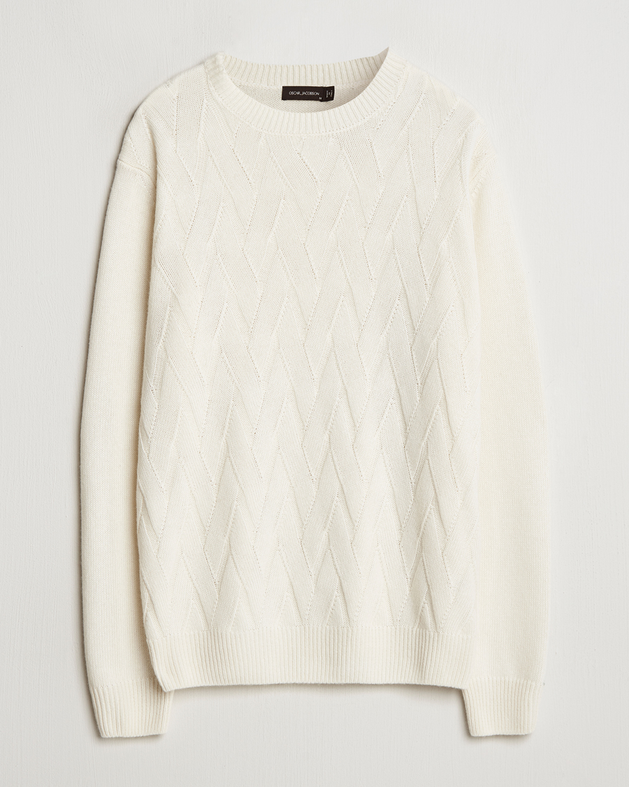 Herre | Gensere | Oscar Jacobson | Aston Wool/Cashmere Knitted Roundneck Off White