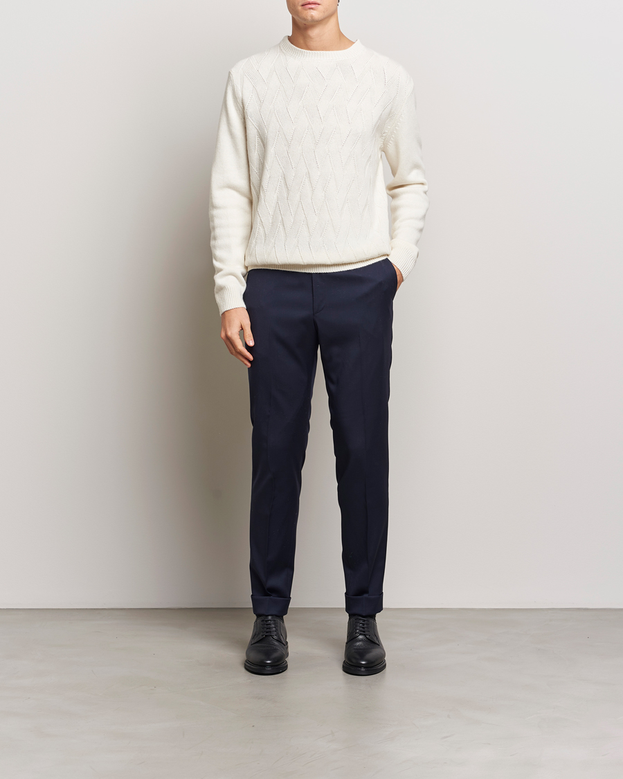 Herre | Gensere | Oscar Jacobson | Aston Wool/Cashmere Knitted Roundneck Off White