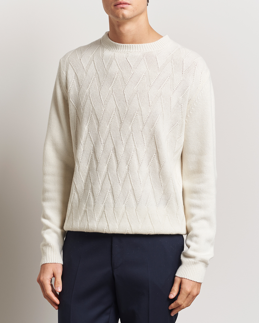 Herre | Gensere | Oscar Jacobson | Aston Wool/Cashmere Knitted Roundneck Off White