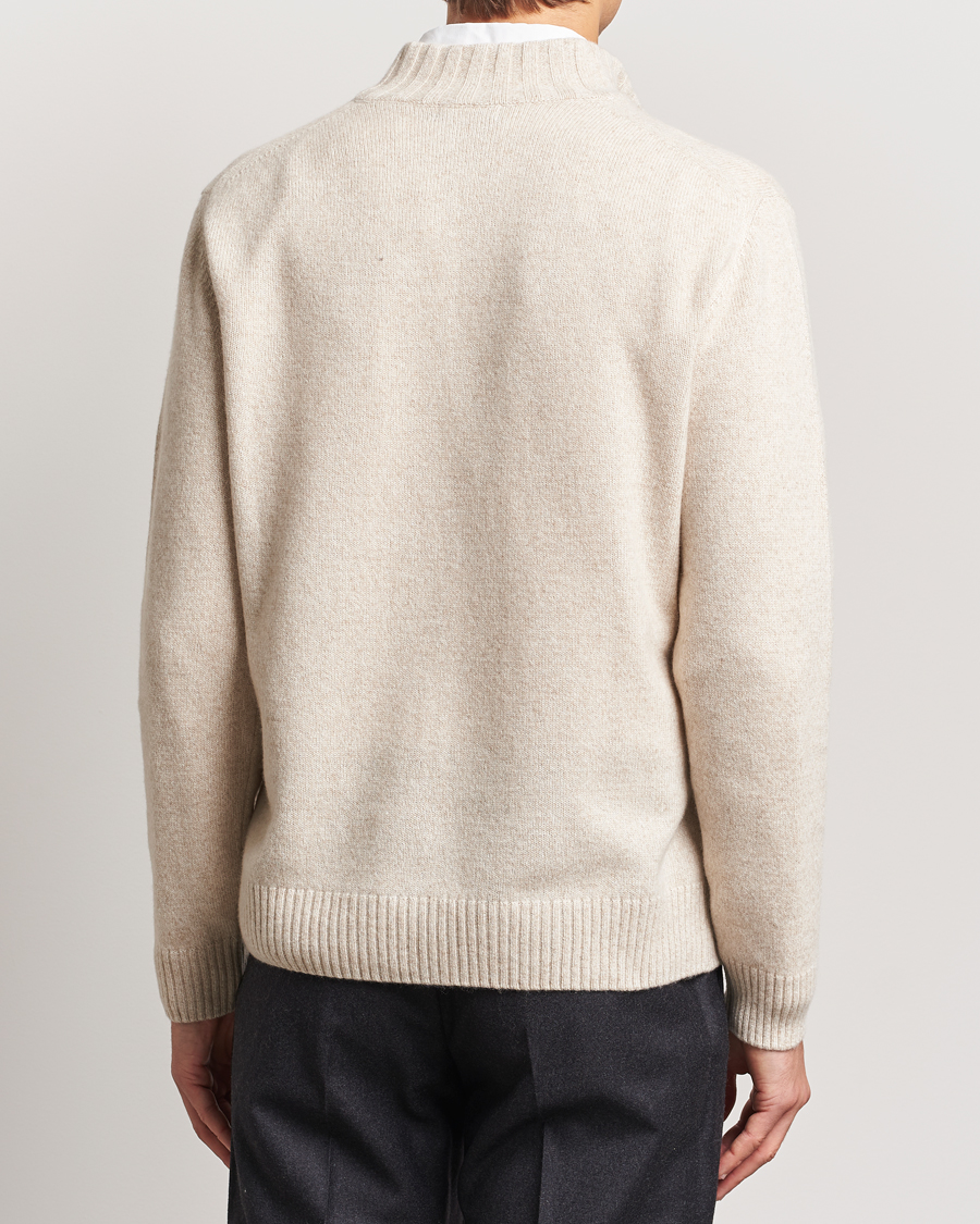 Herre | Gensere | Oscar Jacobson | Paul Wool/Cashmere Melange Half Zip Beige