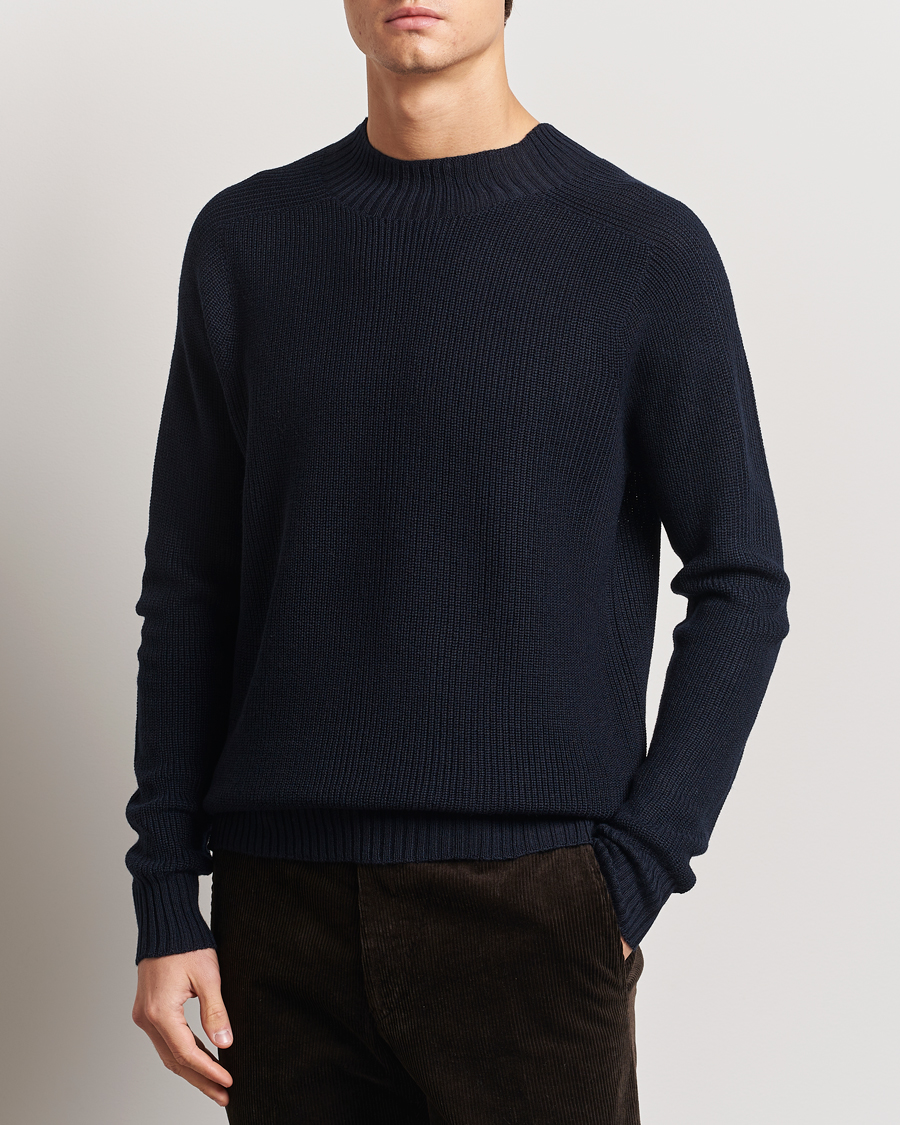 Herre | Gensere | Oscar Jacobson | Collins Knitted Wool Turtleneck Navy