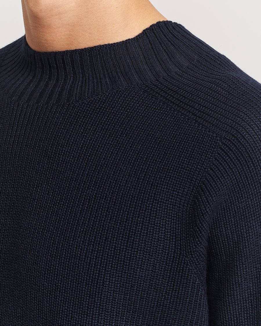 Herre | Gensere | Oscar Jacobson | Collins Knitted Wool Turtleneck Navy