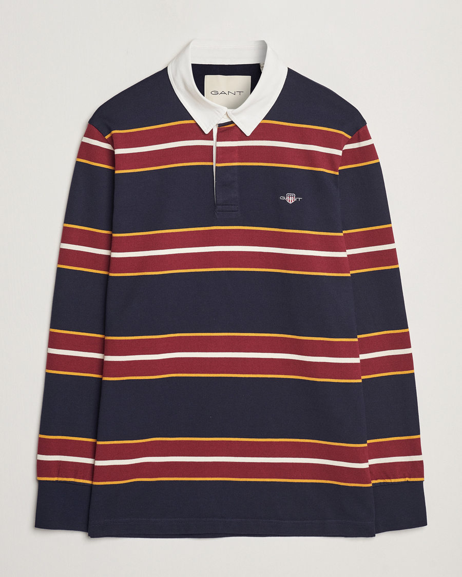 Herre | Gensere | GANT | Yarn Dyed Striped Heavy Rugger Evening Blue