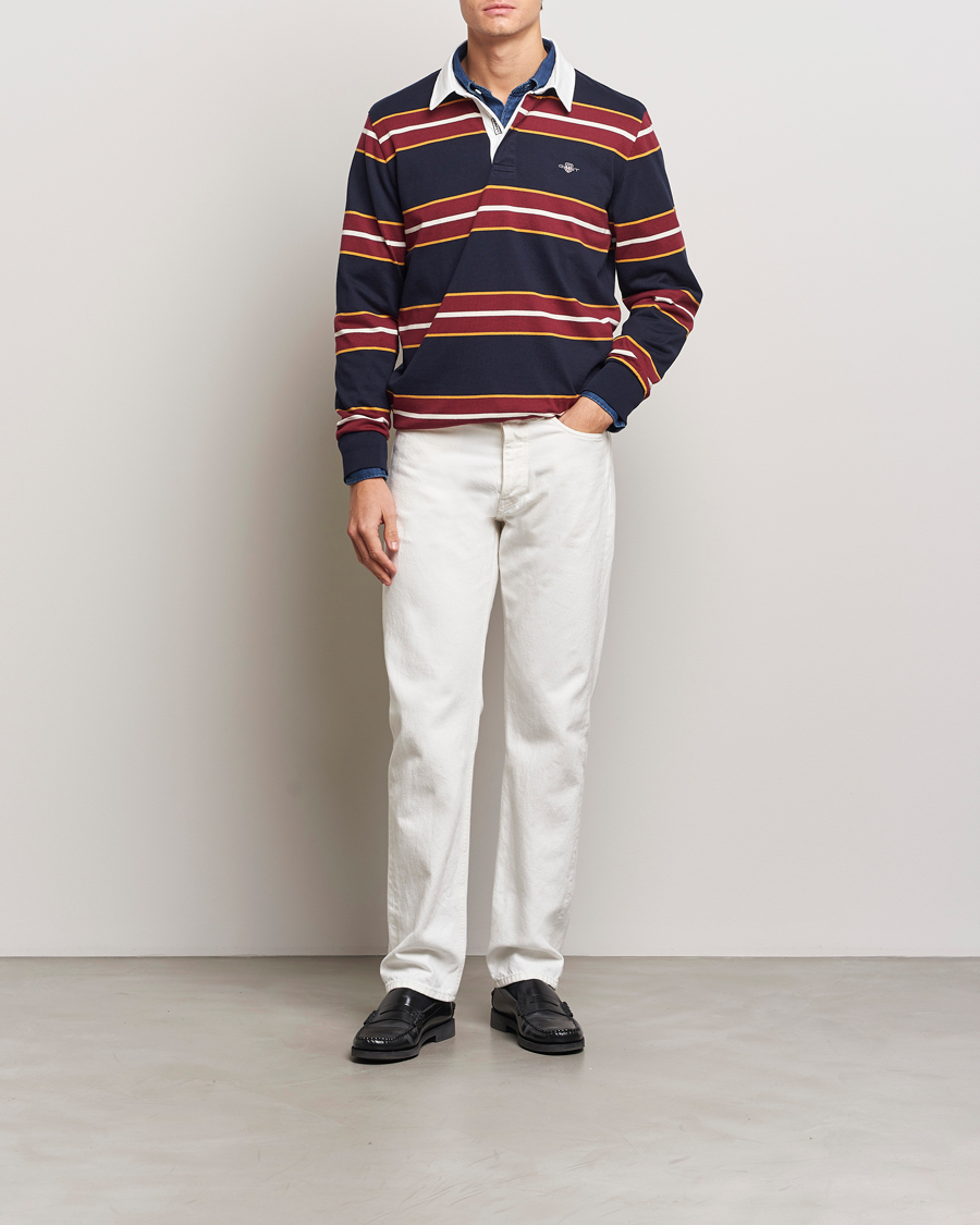 Herre | Gensere | GANT | Yarn Dyed Striped Heavy Rugger Evening Blue