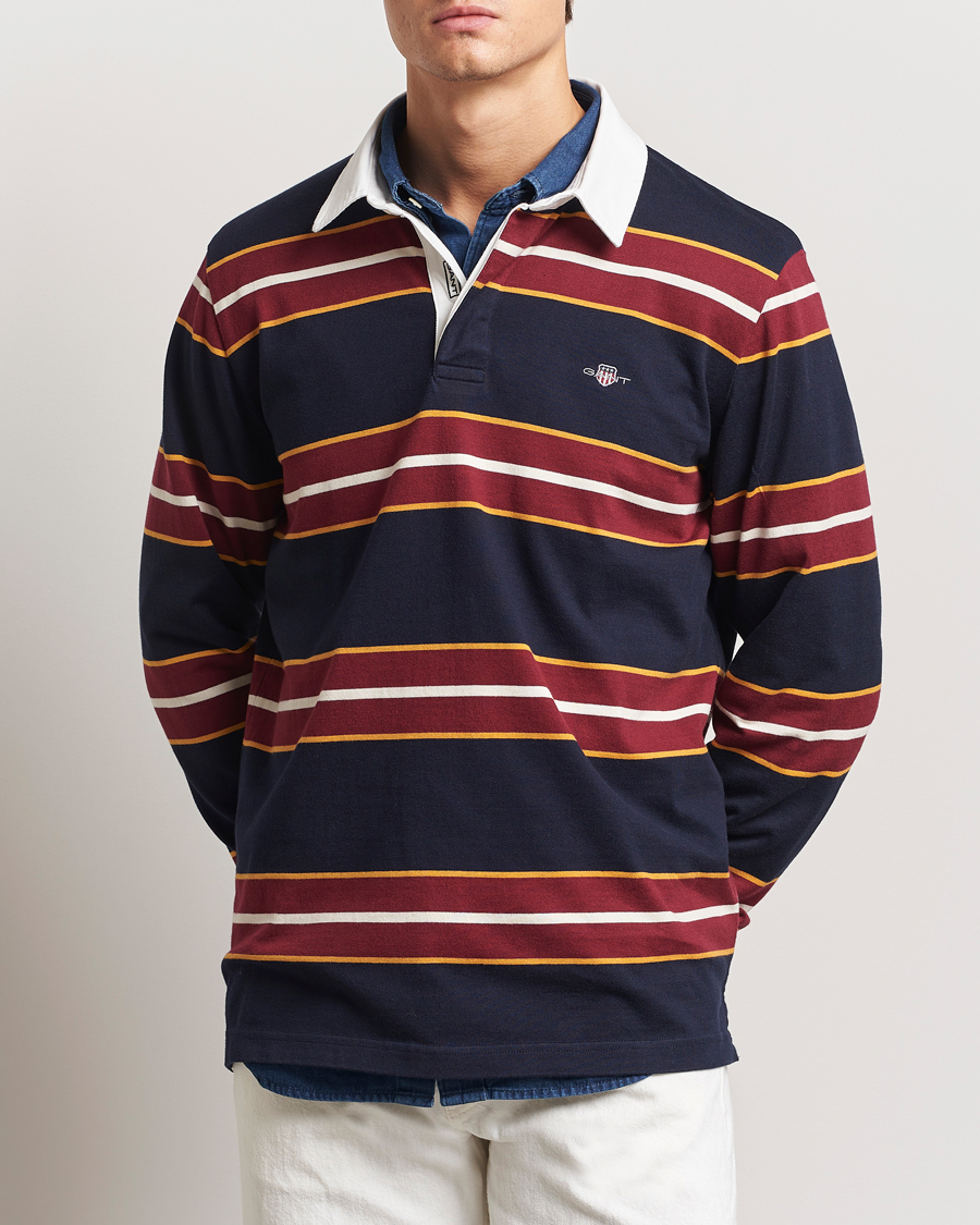 Herre | Gensere | GANT | Yarn Dyed Striped Heavy Rugger Evening Blue