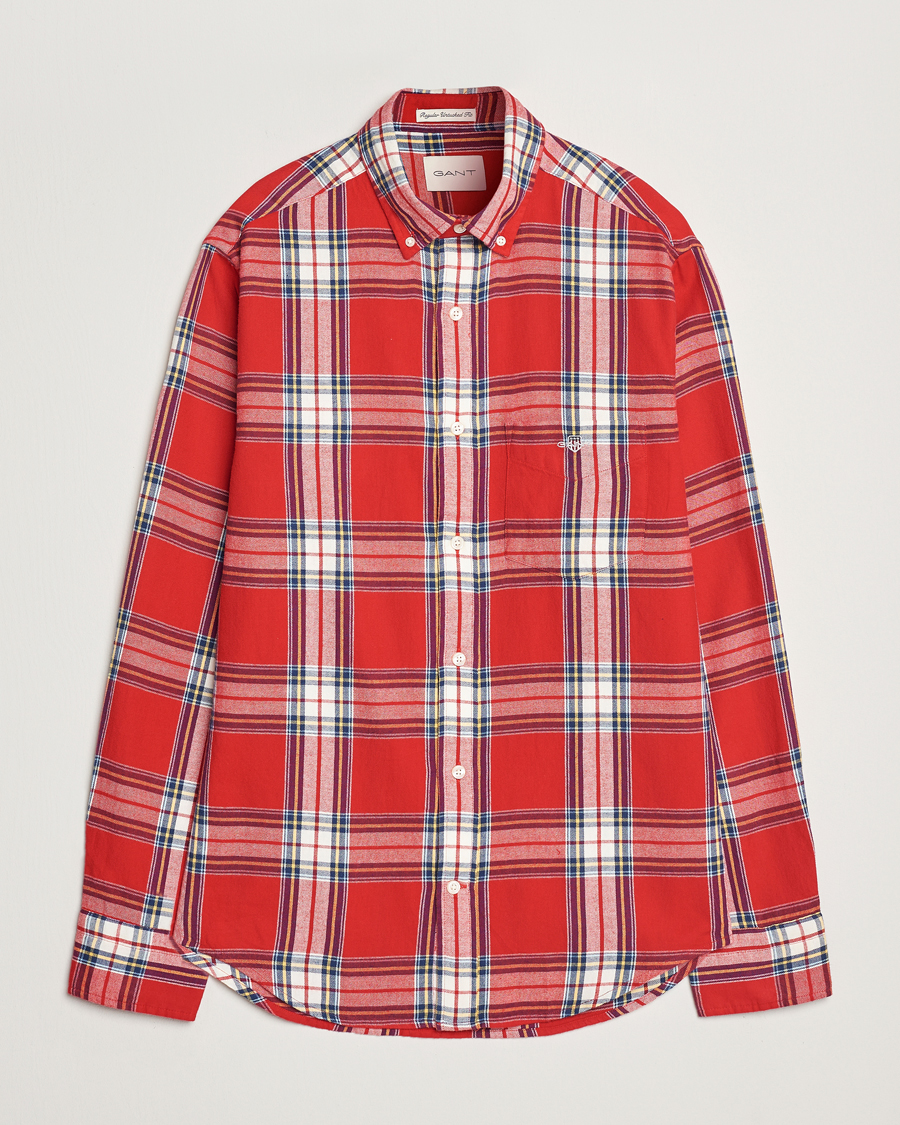 Herre | Skjorter | GANT | Regular Flannel Check Shirt Ruby Red