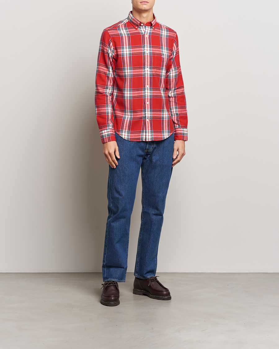 Herre | Skjorter | GANT | Regular Flannel Check Shirt Ruby Red