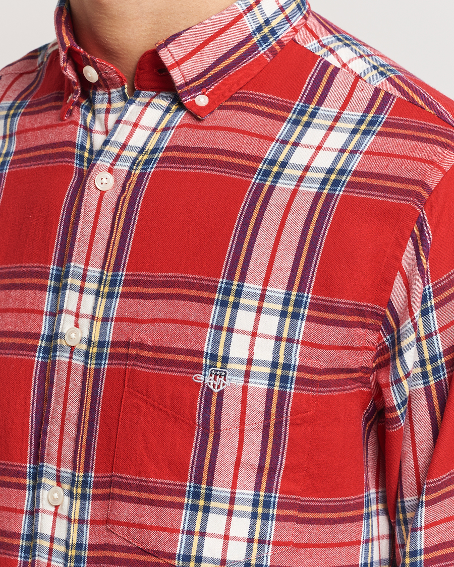 Herre | Skjorter | GANT | Regular Flannel Check Shirt Ruby Red