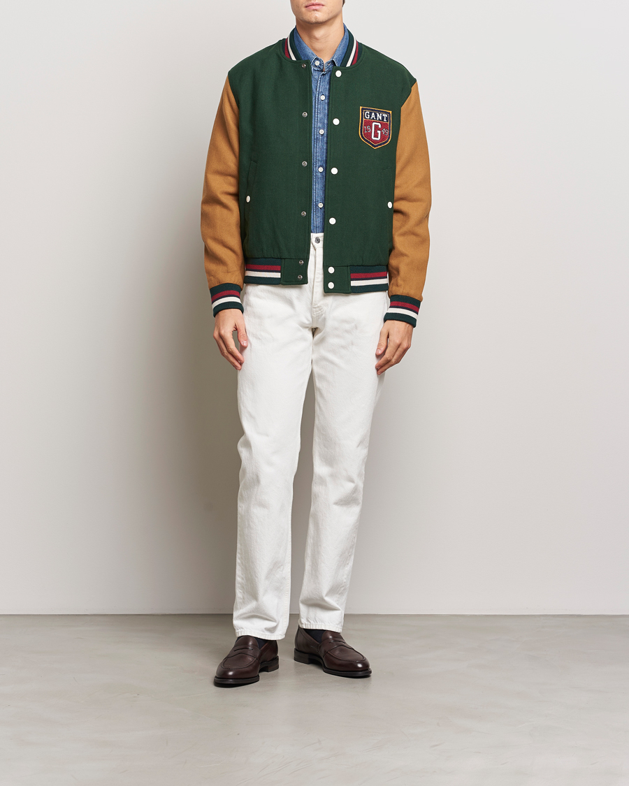 Herre | Jakker | GANT | Wool Varisty Jacket Tartan Green