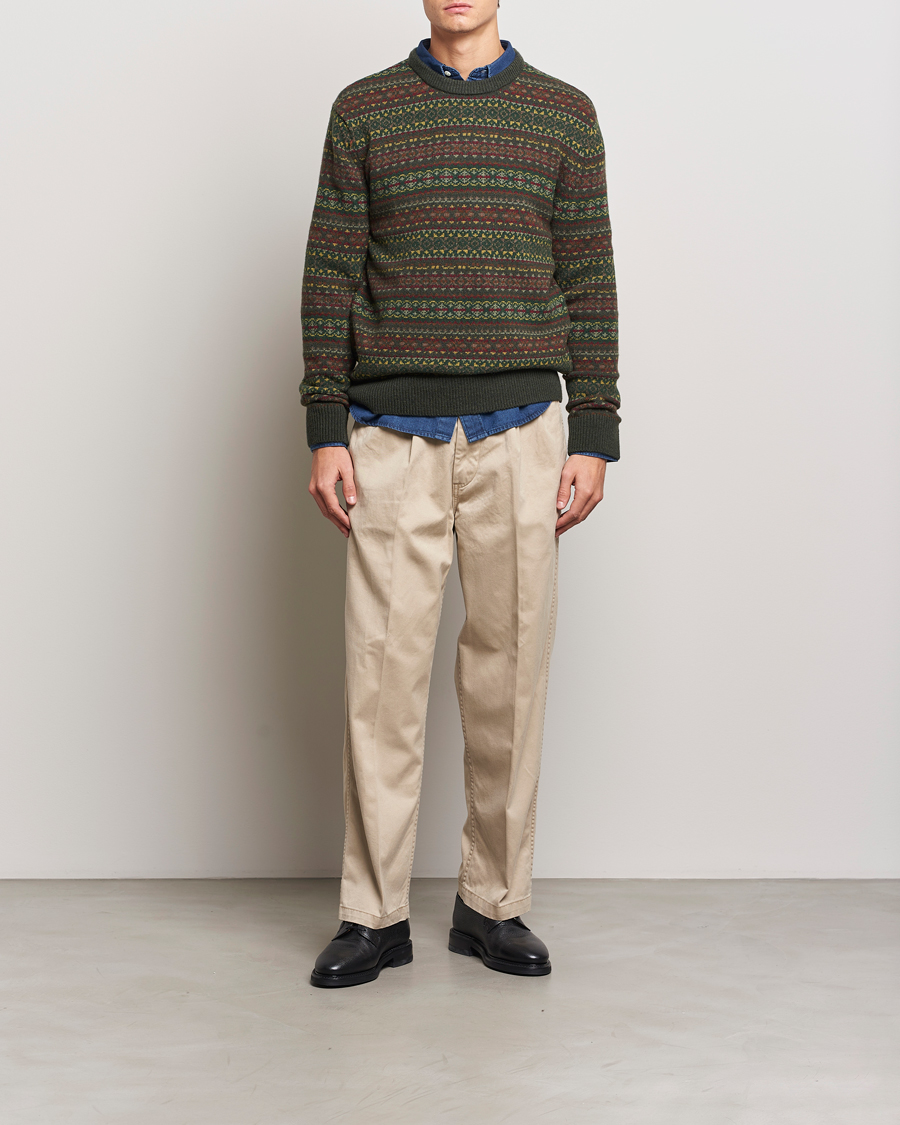 Herre | Gensere | GANT | Wool Fairisle Crew Neck Sweater Deepest Green